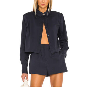 L'Academie 'The Tory' Blue Cotton Blouse Size XXS